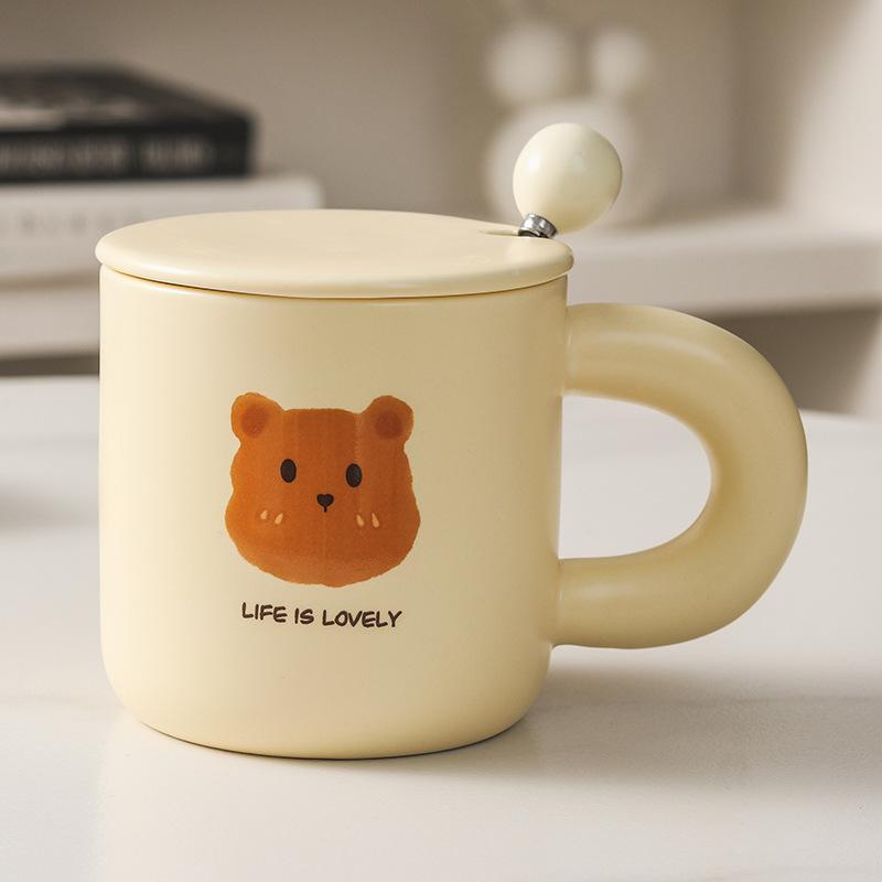 Bear Ceramic Mug Cute Cartoon Creative High Looking Household Coffee Couple Breakfast Cup Gift