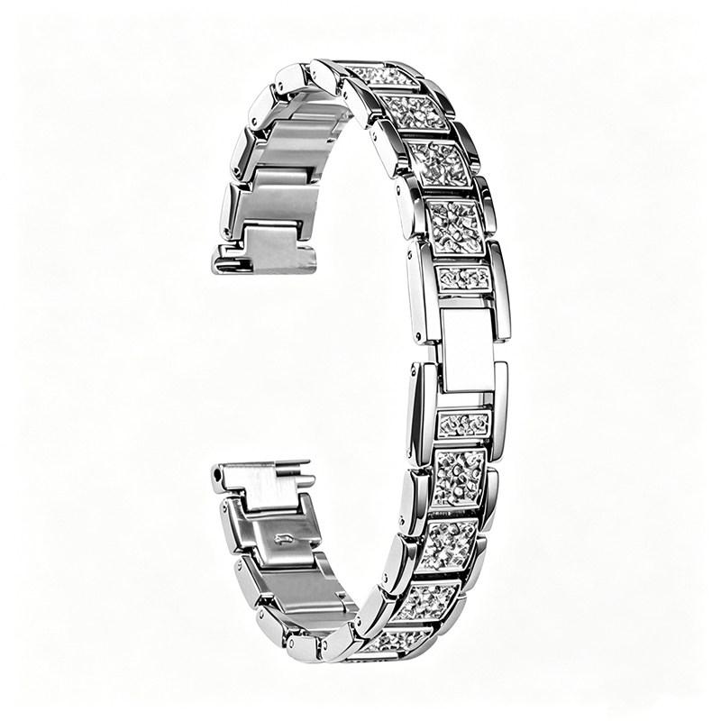 Women Stainless Steel Inlaid Diamond Watch Strap Replacement Bracelet for Armani White Moonlight AR11767/11686 /1925 Starry Sky