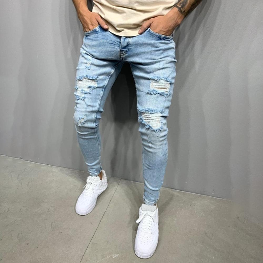 Přímý prodej Trendy prané džíny Pánské roztrhané Street Ruffian Pěkné kalhoty