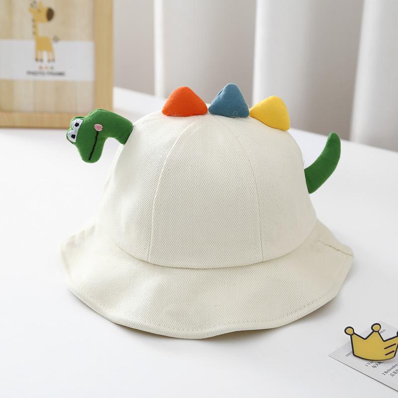 Cappello a secchiello 3D con cartone animato di dinosauro per bambini, cotone spazzolato, unisex, cappello da sole per bambini per primavera e autunno