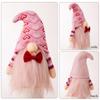 Pink Heart Plush Doll 22cm Valentine's Day Decoration Couple Figurine Gift with Red Bow Soft Stuffed Toy for Romantic Home Decor