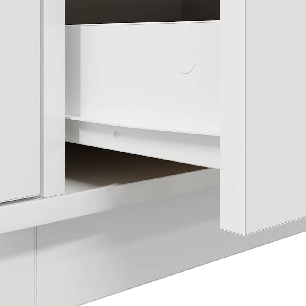 TV Stand with LED Lights White 193.5x41x50 Cm