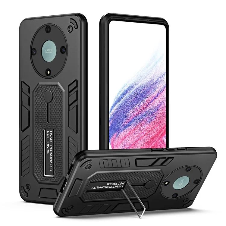 

For Honor X9a 5G / X40 5G / Magic5 Lite 5G Metal Kickstand Phone Case Silicone Ring Strap TPU PC Cover