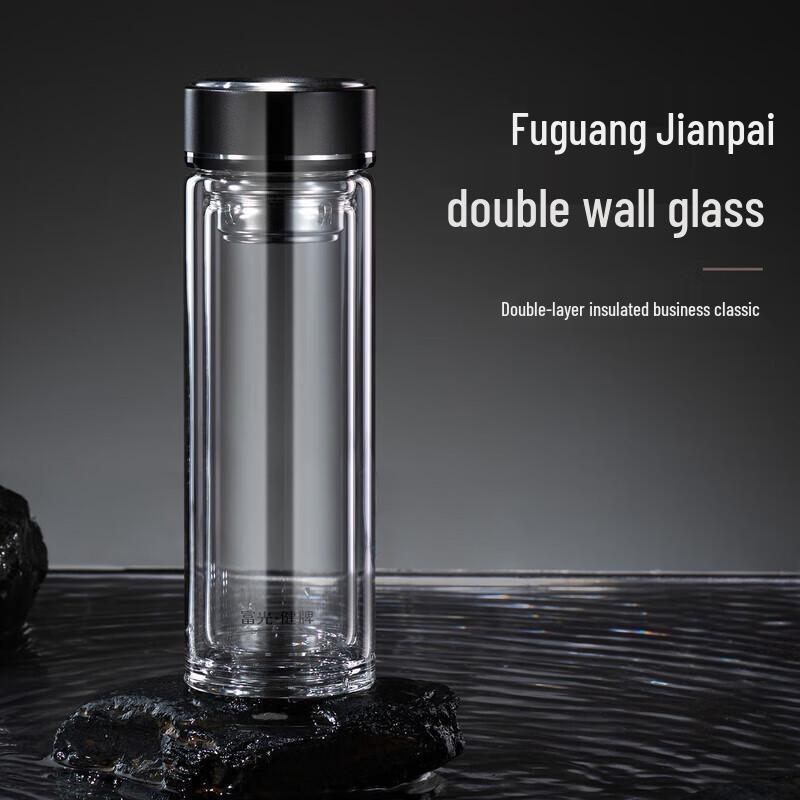 Fuguang Jianpai Double-Wall Borosilicate Glass Water Bottle with Tea Infuser