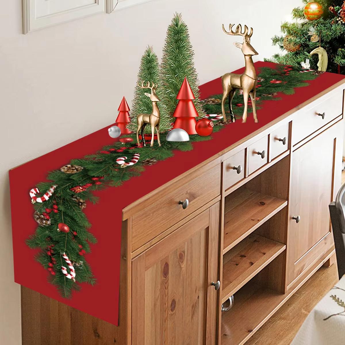 

Christmas Decorations For Home Christmas Table Runner 2025 Christmas Table Flag Cover Navidad Noel Gift New Year Tablecloth 90X33CM