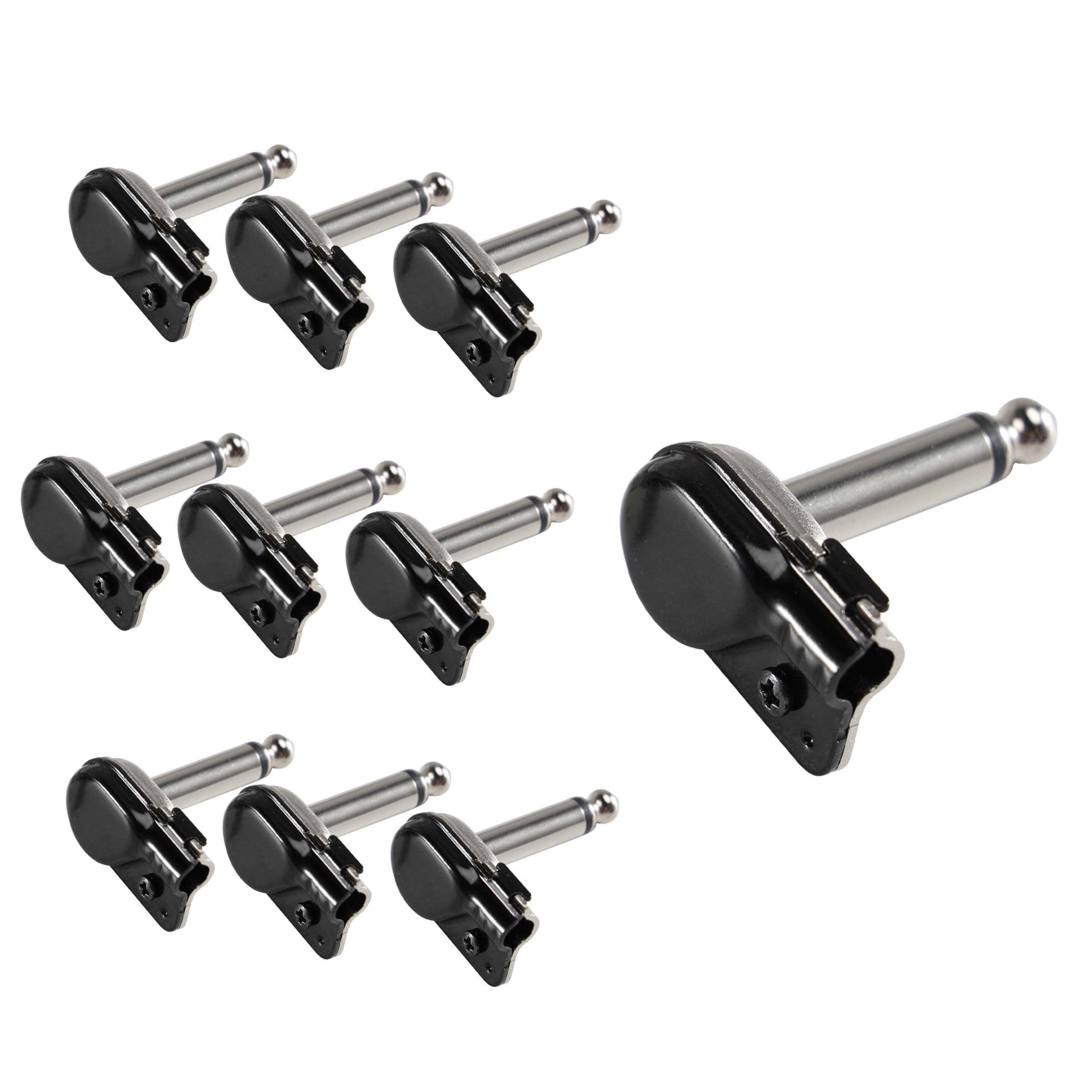 

ALL4PRO New Design Single Screw Mini Nickel Black Plated Right Angle Audio 6.35mm 14 TS Jack Connector with Insulation Paper (X301)