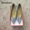 Comemore High Heels Women Wedding Pumps Shoes Heel Bride 2025 Gold Luxury Designer Elegant Party Sandals Dress Dance Sexy Silver