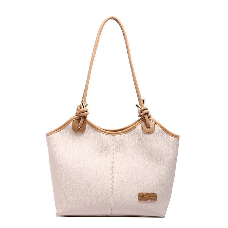 

Retro large-capacity bag women s spring new fashion contrasting color shoulder underarm bag commuter simple tote bag белый