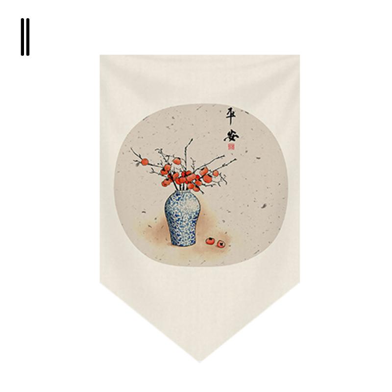 Japanese Tea Room Partition Door Head Curtain Signboard Chinese Style Hanging Short Curtain Restaurant Teahouse Decor Pennant