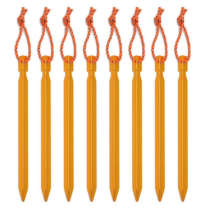 18cm Triangular Aluminum Tent Pegs Lightweight Tent Stakes with Pull Rope for Camping Canopy Outdoor Equipment