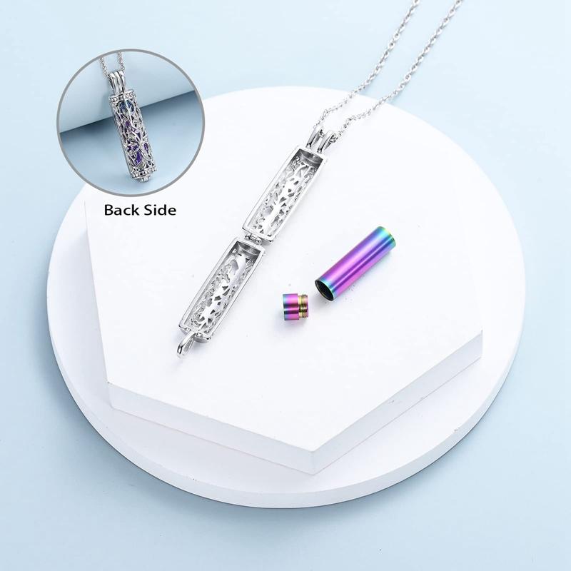Cylinder Cremation Jewelry Tree of Life Urn Ashes Necklace for Women Men Vial Cremation Ash Pendant Memorial Jewelry