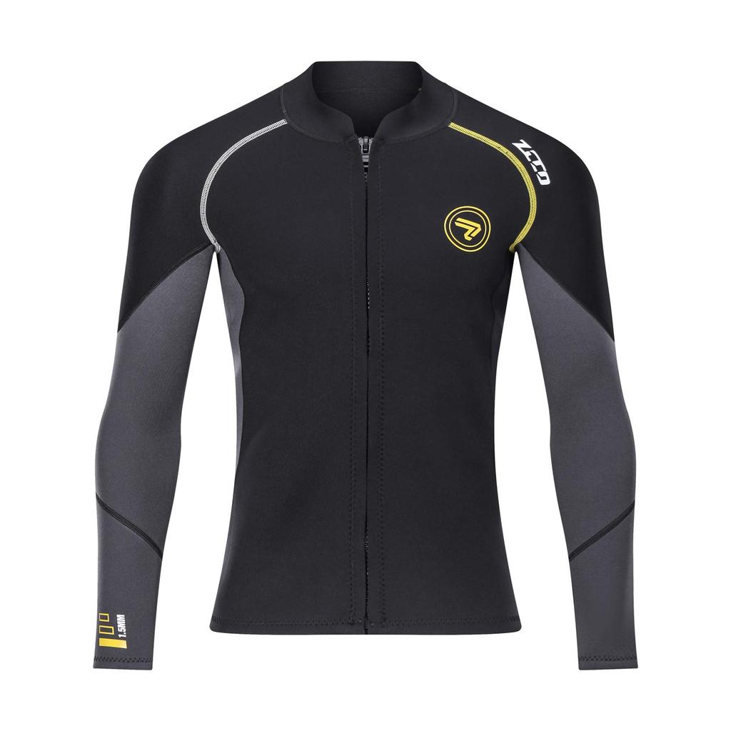 Men's 1.5mm Long Sleeve Wetsuit with Front Zipper, Amphibious for Surfing, Fishing, and Snorkeling (1.5NFT, Small)