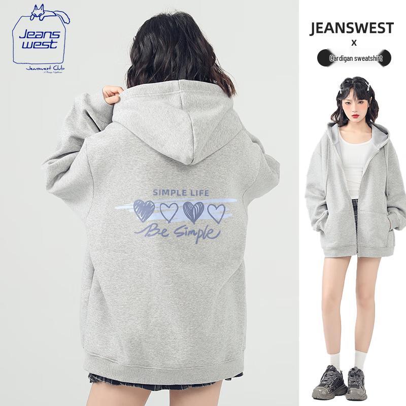 JEANSWEST CLUB Women's Heavyweight Hooded Zipper Cardigan Sweatshirt