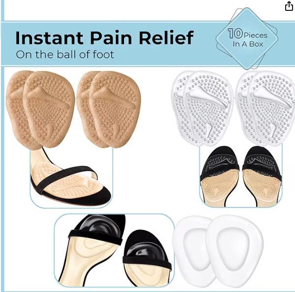 Non-Slip Gel Forefoot Pad: High Heel Insole, Anti-Pain, Sweat-Absorbent, Breathable
