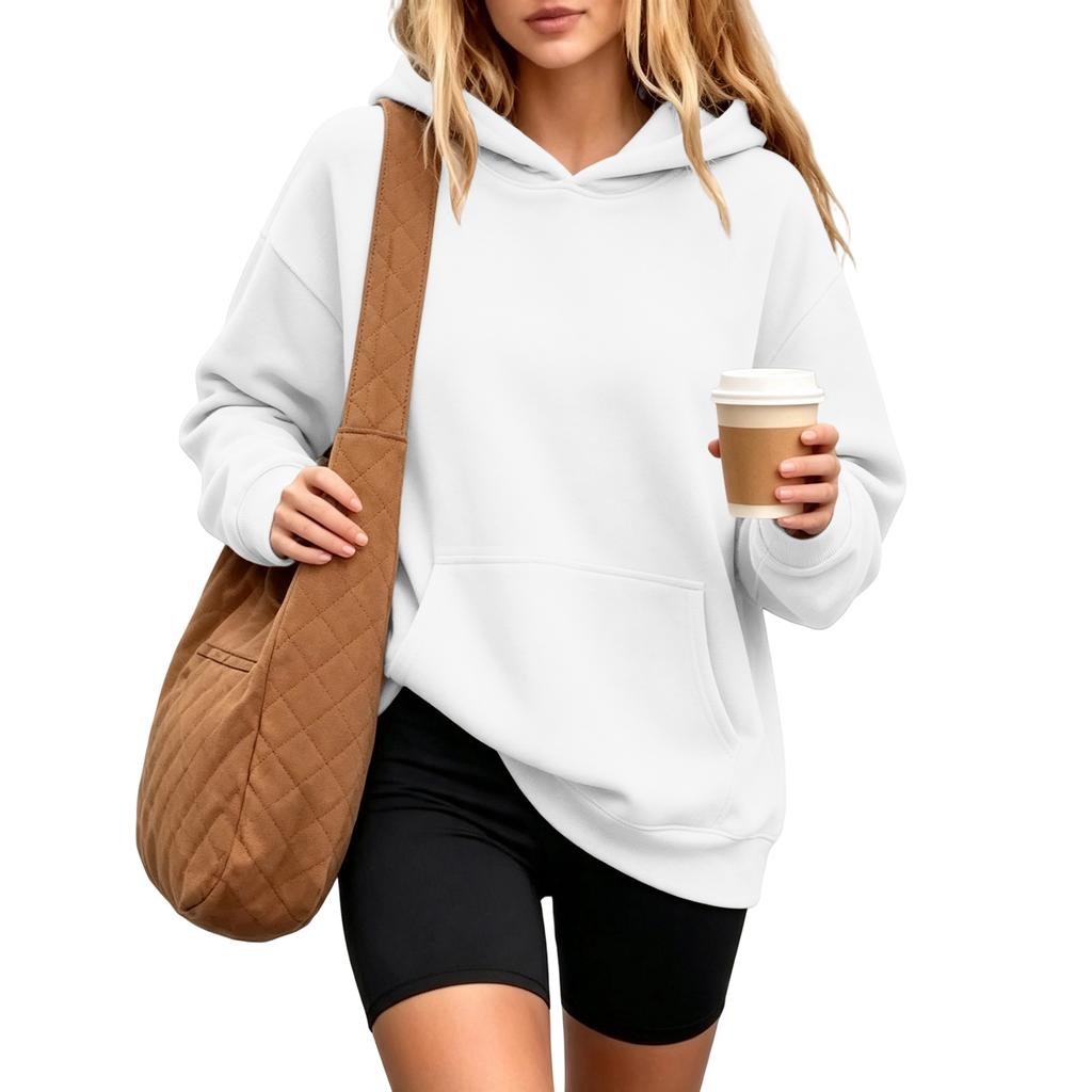 Damen Kapuzenpullover Sweatshirt mit Tasche Langarm Lässig Bequem