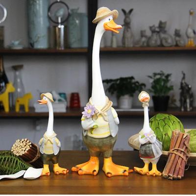 Kawaii Home Decoration Gifts Duck Crafts Ducking Ornaments Rural Style Artificial Daddy Duck Baby Duck Resin Crafts Home Decor