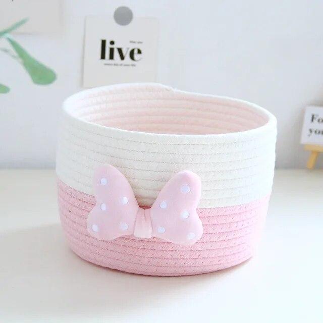 

Милые корзины для хранения с героями мультфильмов, тканые хлопковые веревки, настольные ювелирные изделия, косметика, закуски, всякая всячина, ключи, детские игрушки, органайзер, корзины