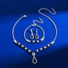 European & American Fashion Blue Crystal Necklace, Earrings & Bracelet Set - Hot Selling Three-Piece Full Diamond Design