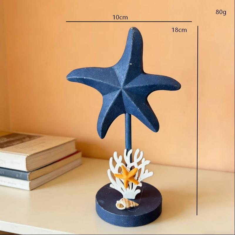 

Wooden Starfish Desktop Decor Mediterranean Coastal Style for Home Office Bookshelf Nautical Beach Theme Gift