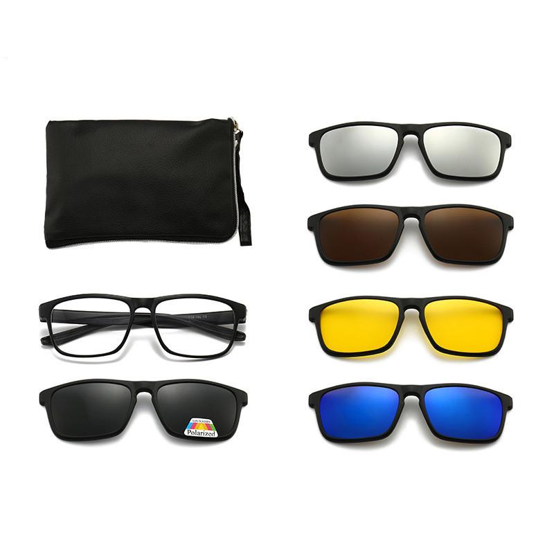 Magnetic Clip-on Polarized Cycling Sunglasses for Men & Women: Two-in-One Five-Piece Lens Set