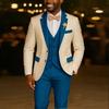 Ivory Men's Suit  3 Pieces Blazer  Vest Pants Wedding Tuxedos Formal Male Suit for Wedding Groomsmen Prom