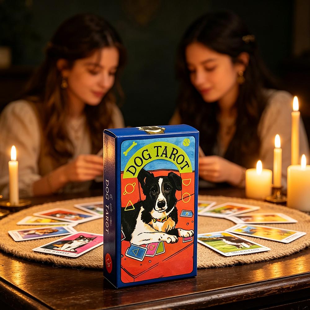 Dog Tarot Deck 78Pcs Cute Dog Tarot Cards English Version Divination Fortune Telling Board Game Family Party Cards Game