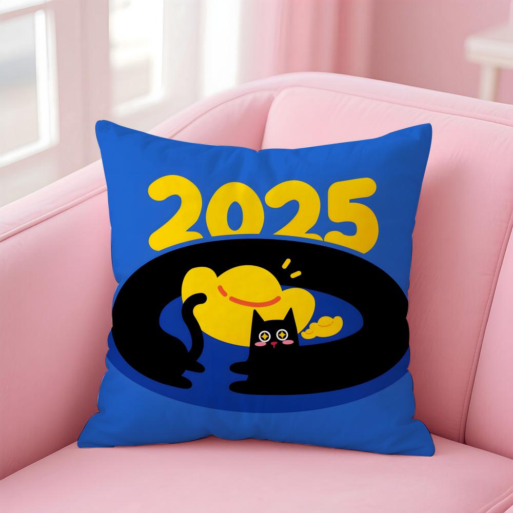 Cute cat illustration Cushion Cover Pillow Case Soft Friendly Fabric Concealed Zipper