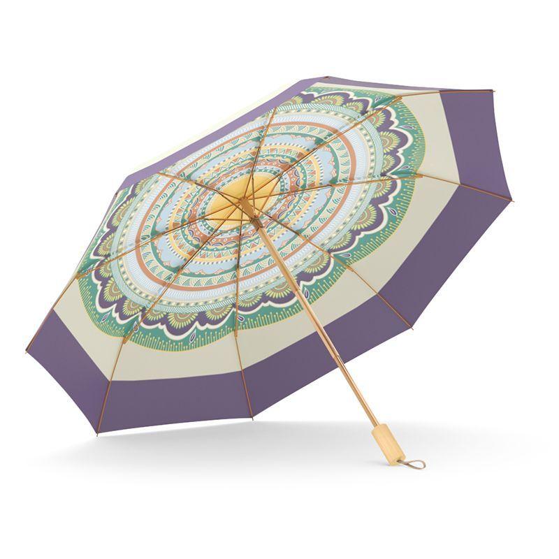 

BEPAN Black Vinyl Double Layer Sun Umbrella UV Protection Chinese Style Umbrella for Women Rain Sun 2 in 1 Outdoor Rain Gear metal-fiber composite&8K