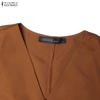 ZANZEA Women Elegant Casual V-Neck Solid Color 3/4 Sleeve Dress
