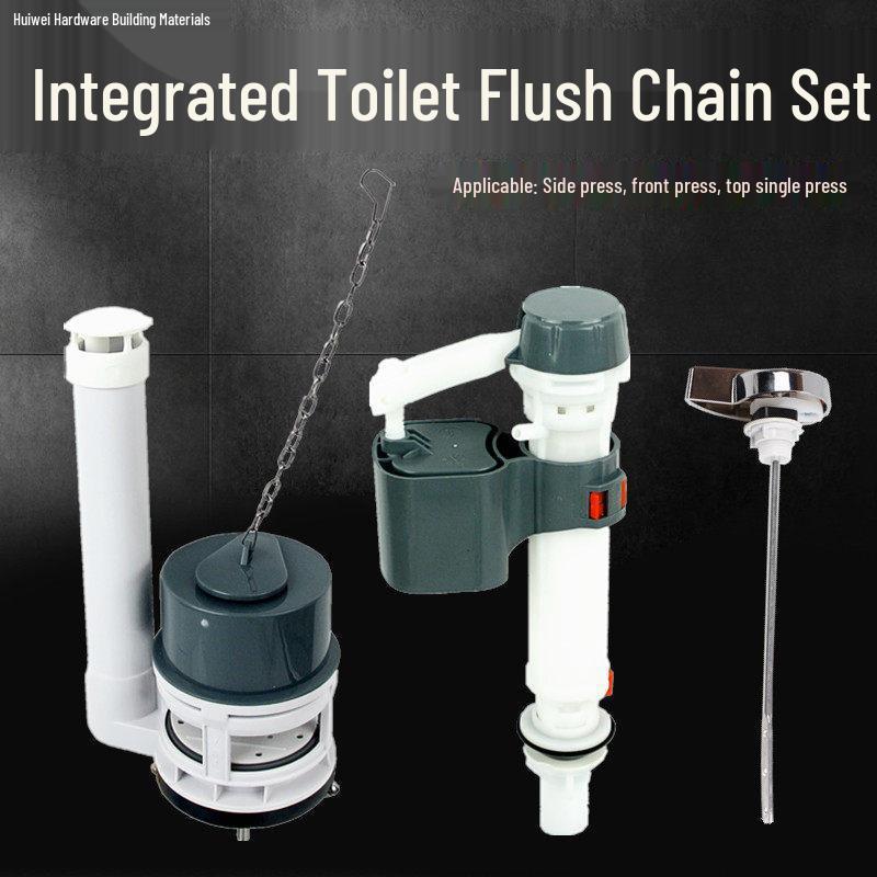 Vintage One-Piece Toilet with Side Flush Pull Chain and Valve Set