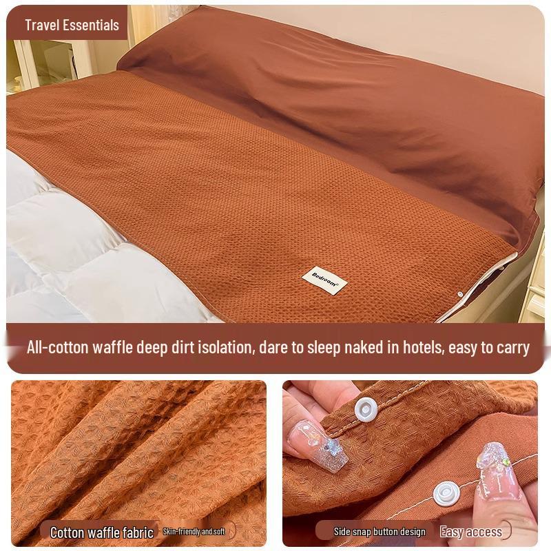 Cestovní spací pytel a povlak na přikrývku z čisté bavlny - Přenosný, Ochrana proti nečistotám, 3dílný pro služební cesty