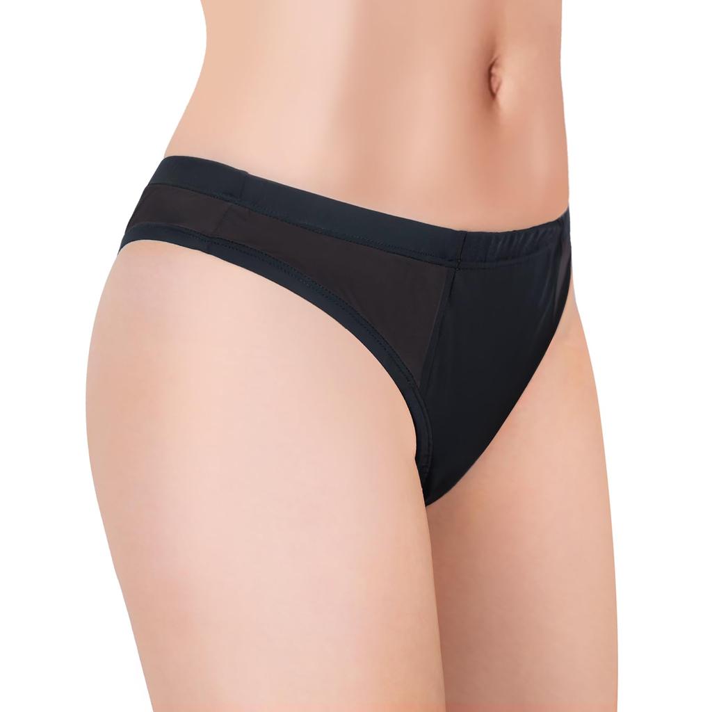 LittleForBig Breathable Underwear Briefs with Tacking Gaff, Brazilian Cheeky, Smooth and Flexible Mesh, Shapewear Briefs, Unisex, Black, Size 3XL