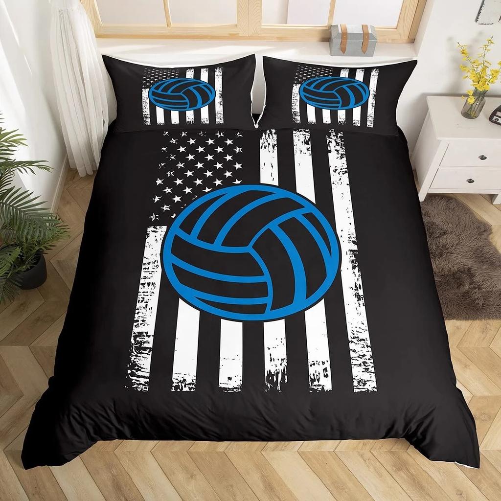 Set Lenjerie de Pat Volei Sporturi King Queen Husă de Plapumă Tematică Minge Foc și Apă Husă de Plapumă Poliester Husă de Pilotă