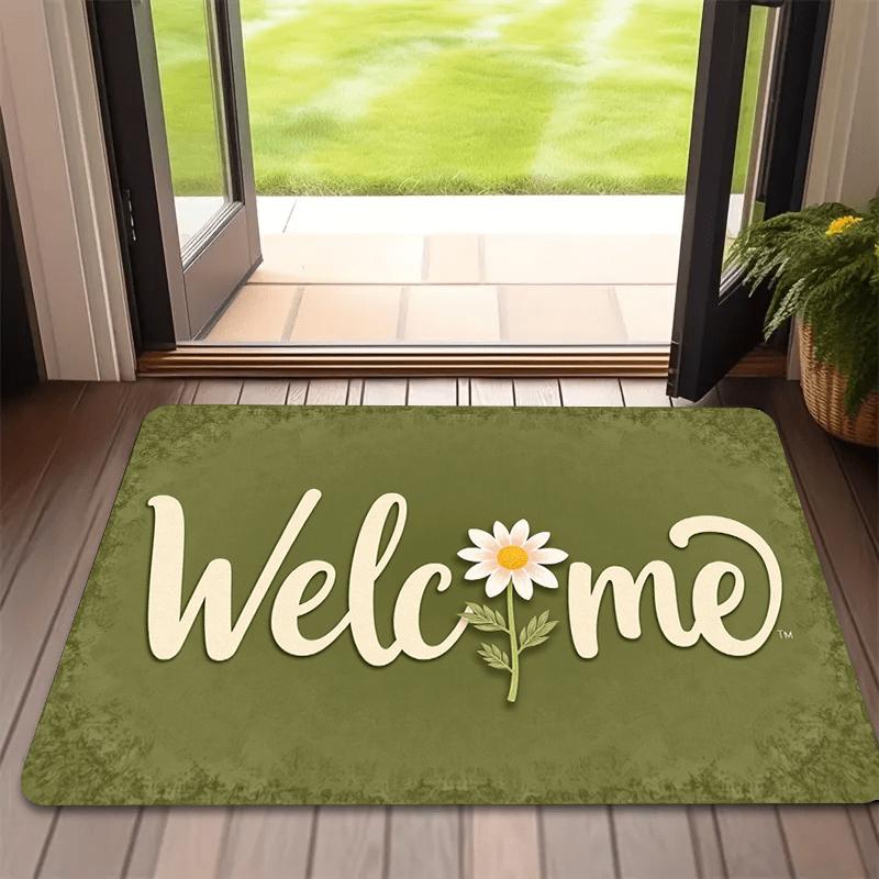 VIKAMA Daisy Welcome Doormat: Noise-Reducing, Comfortable Entryway Mat for Front Doors, Hallways, Bathrooms, and Home Decor
