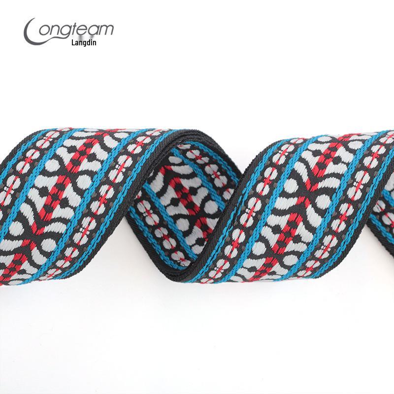 Ethnic Style Embroidered Guitar Crossbody Shoulder Strap for Acoustic and Electric Guitars.