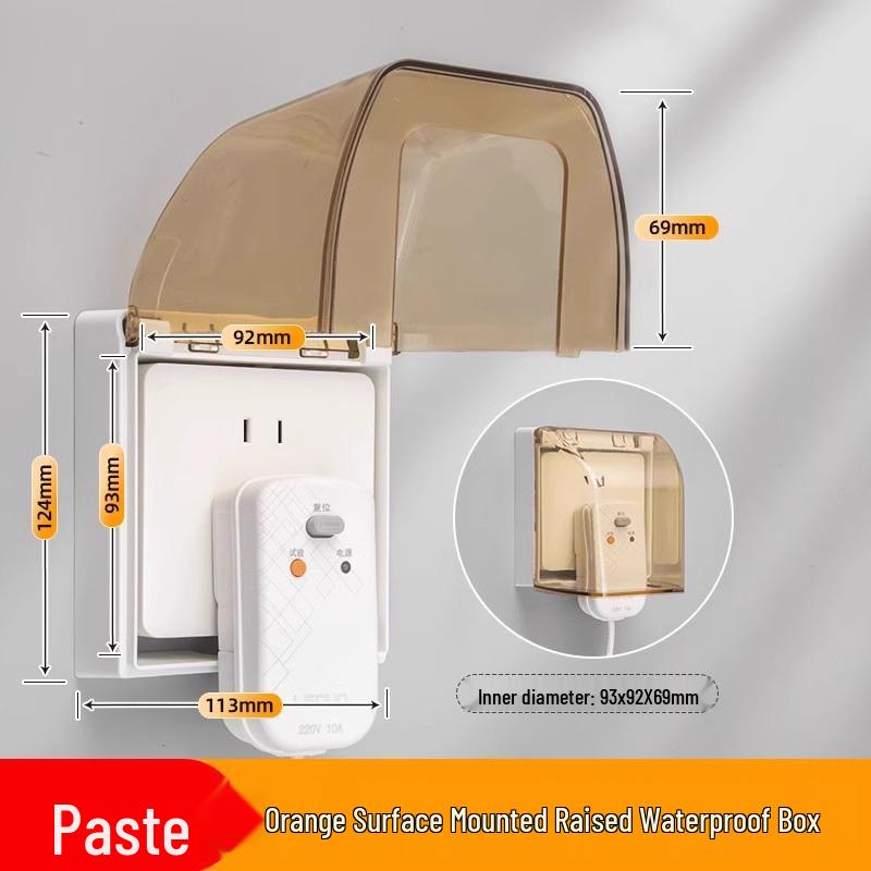 Type 86 Waterproof Self-Adhesive Switch Cover, Splash-Proof Box for Bathroom