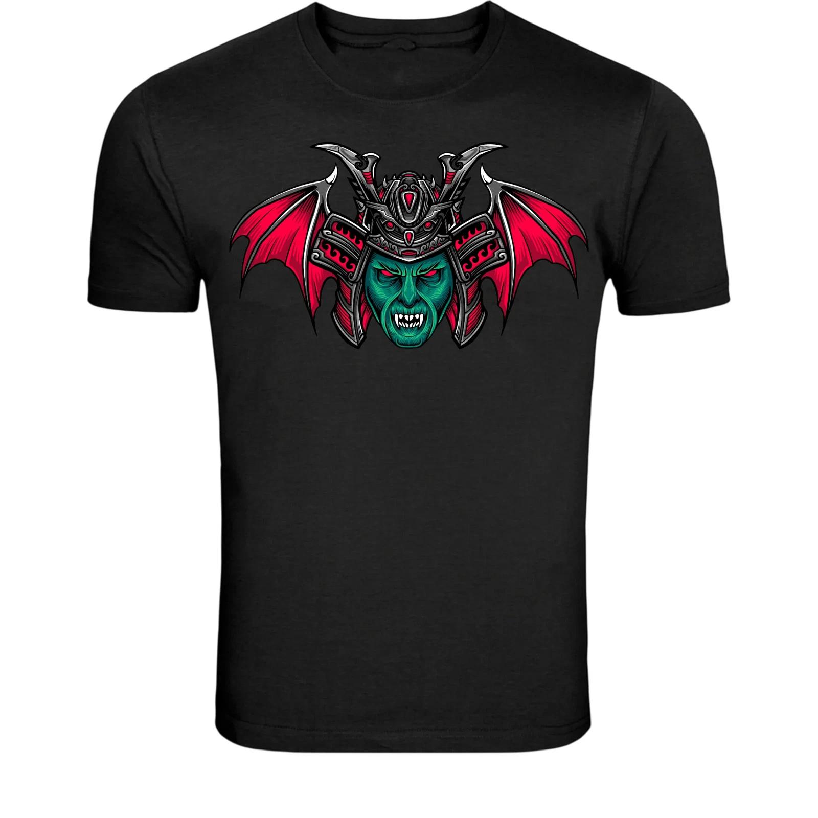 Футболка Самурайский Демон Летучая Мышь Шлем - Графика Темного Воина Вампира XL