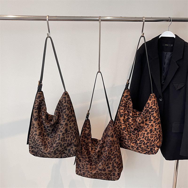 Bolso Cruzado Tote Grande para Mujer Estilo Coreano Estampado de Leopardo