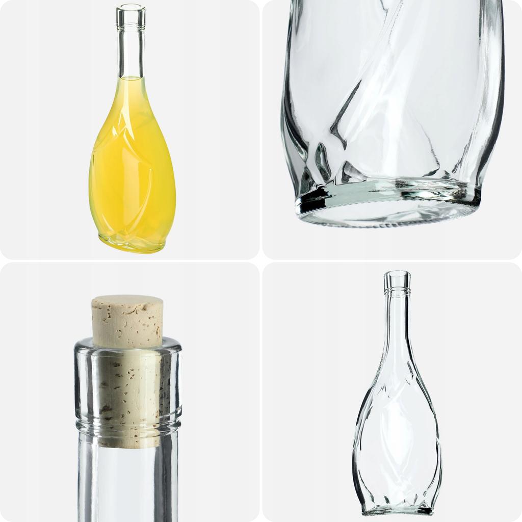 KADAX Glasflasche für Wein 500ml mit Korken Olivenöl Essig Schnaps Alkohol Likör