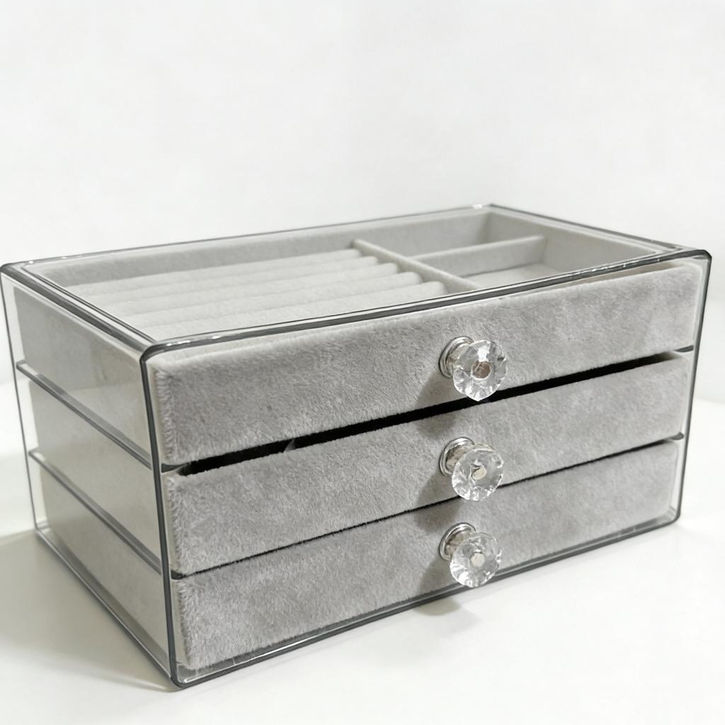 Three Layer Acrylic Jewelry Storage Box Drawer Stud Earrings Ring Necklace Jewelry Bracelet Jewelry Storage Box