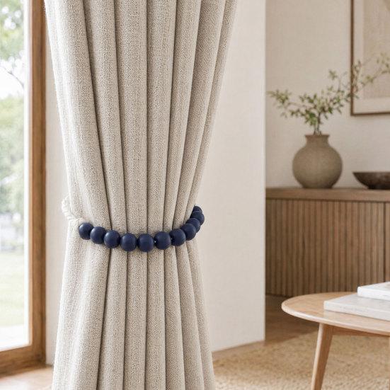 2Pcs Wood Bead Curtain Tiebacks, Curtain Holdbacks for Thin or Thick Window Draperies, Boho Farmhouse Curtain Tiebacks, Curtain Tie Backs for Home