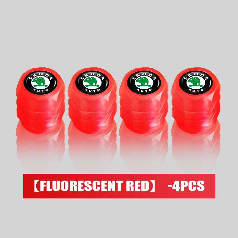 For Skoda Car Tire Valve Cap Luminous Valve Core Cover Kamiq Karoq Octavia 2 3 Rapid Scala Kami Fabia VII VRS Xknp33