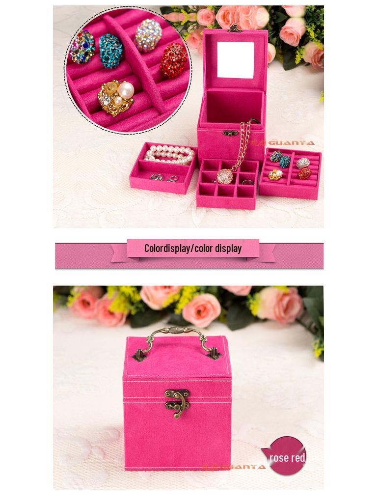 GUANYA Velvet Three-Layer Jewelry Box, Available In Various Colors