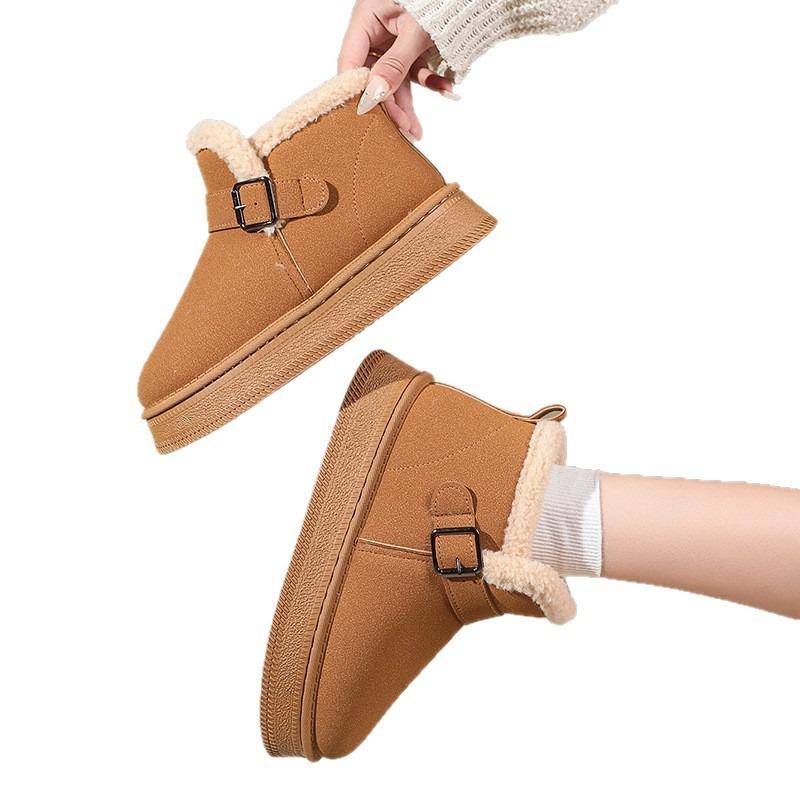 Large size snow boots women's autumn and winter new thick-soled plush thickened wool warm snow boots