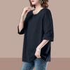 Summer Women's Plus Size T-Shirt Loose Three-Quarter Sleeve VT Shirt Solid Color Top