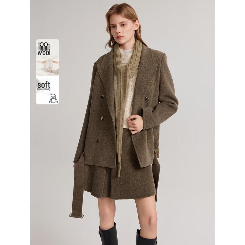 ELLE Women s Modern V-Neck 100% Wool Coat M