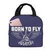 Born To Fly Captain Stripes Flight Pilot Insulated Lunch Bag Cooler Thermal Food Box Tote Leakproof Lunch Boxes Container