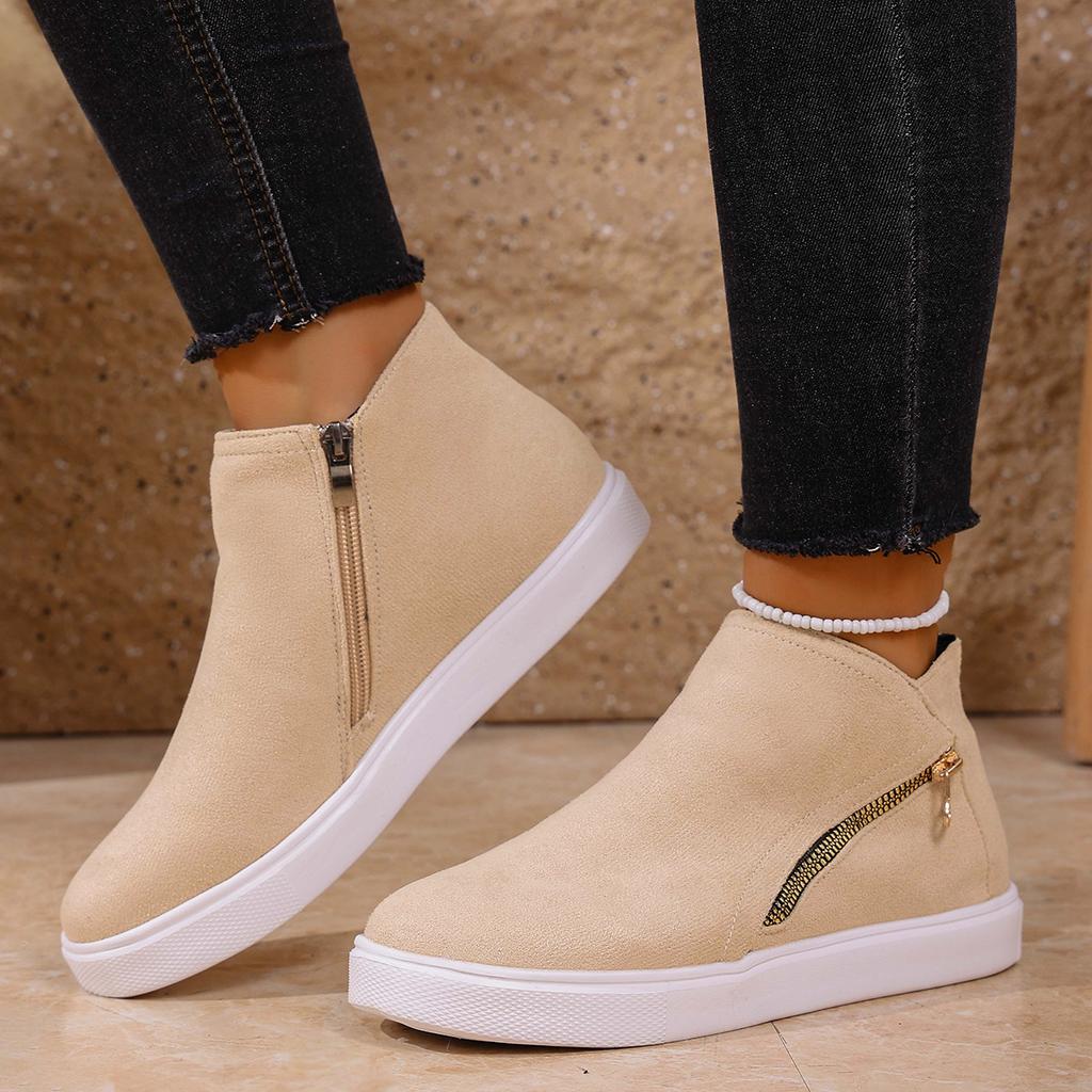 Side Zipper Platform Boots 2025 Winter New Plus Size Round Toe Ankle Boots for Women
