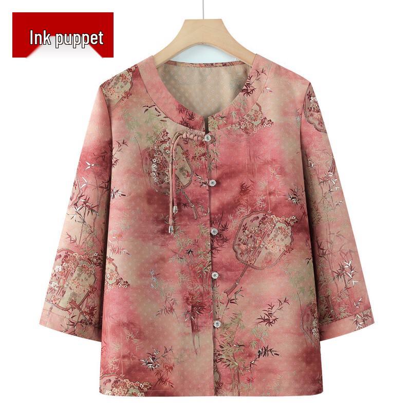 Elderly Women s Floral Cardigan Shirt 6XL