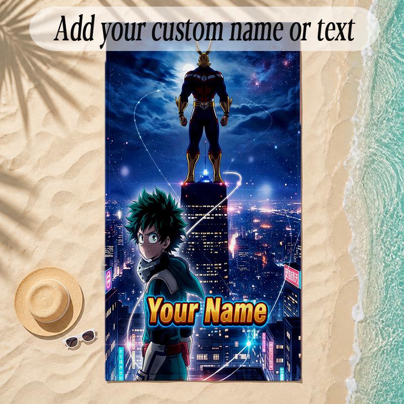 Beach TowelMy Hero Academia Custom Name Text Personalized Soft Towel for Beach Pool Indoor Home Decor Gift